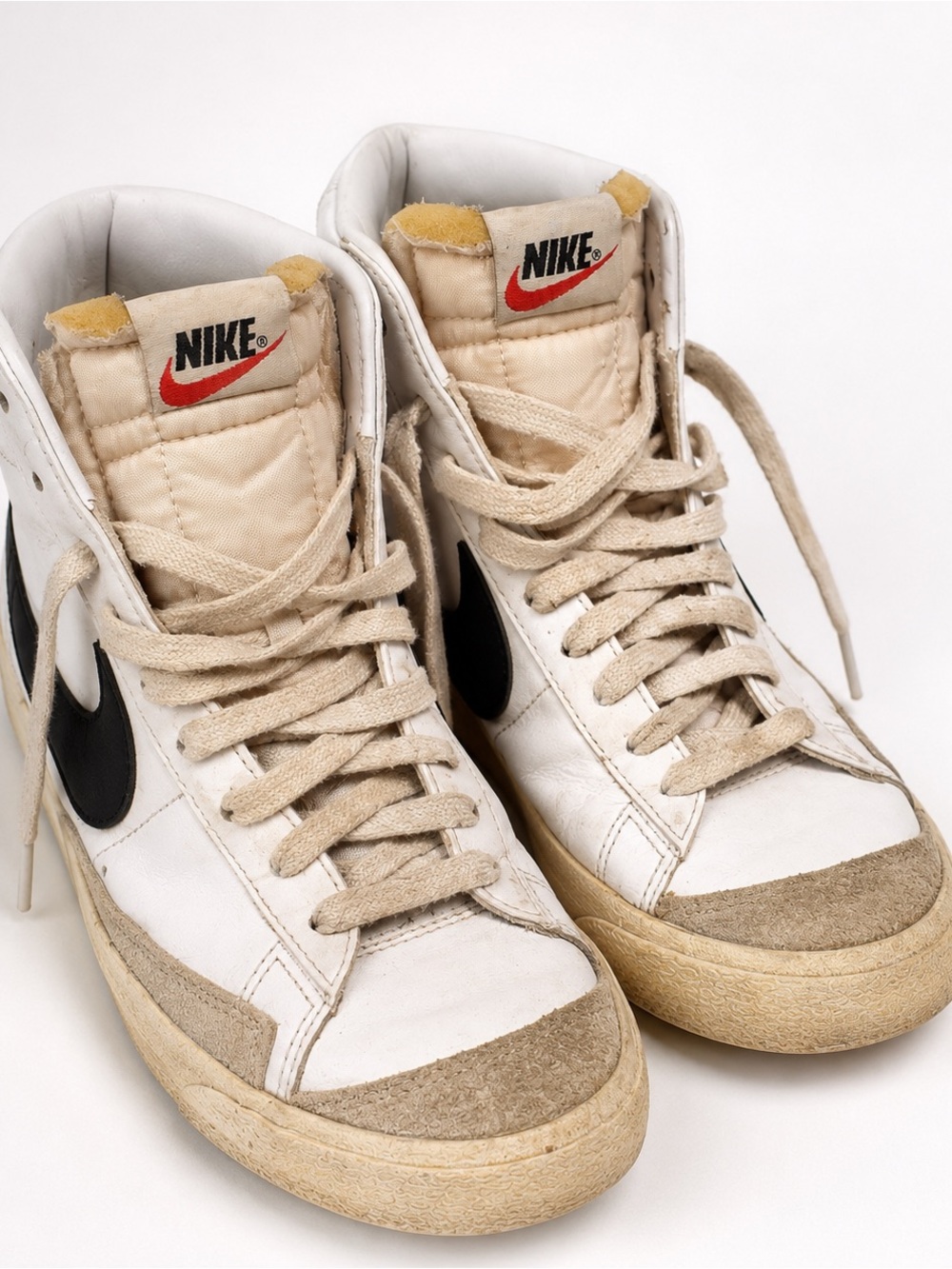Nike Vintage High Top Sneakers White Black Distressed Y2K
